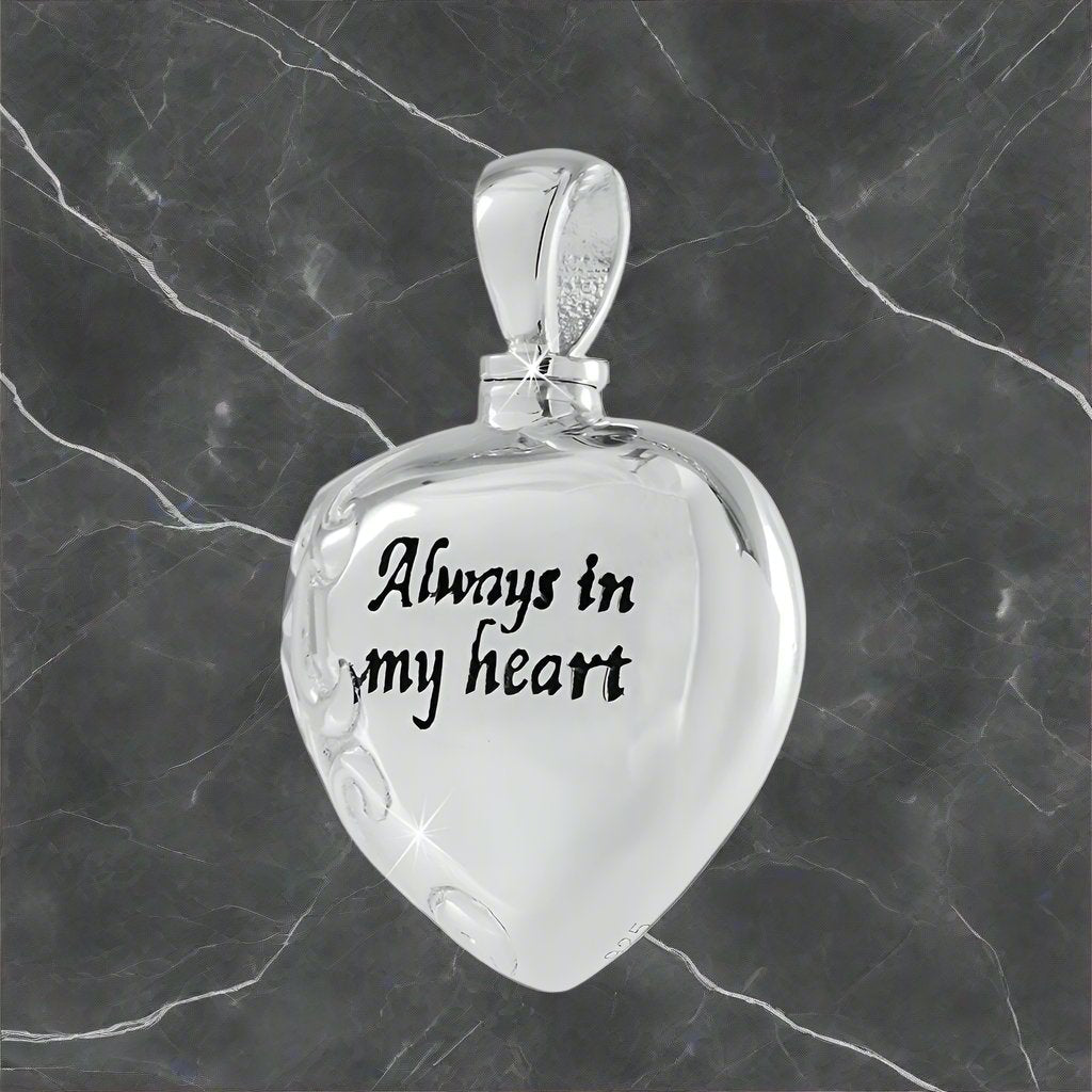 Sterling Silver .925 Cremation Always In My Heart Pendant with Necklace