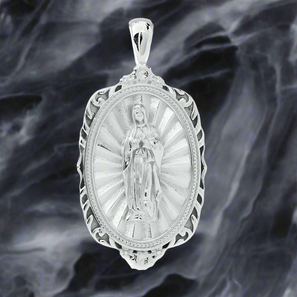 Sterling Silver Mother Mary Cremation Pendant with Necklace