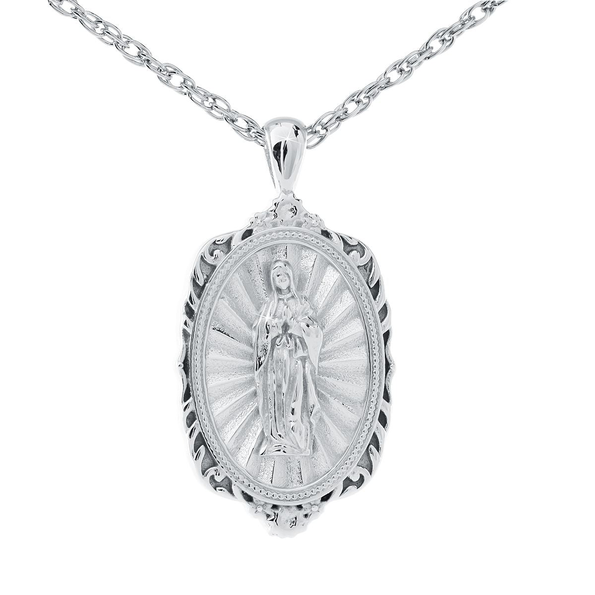 Sterling Silver Mother Mary Cremation Pendant with Necklace