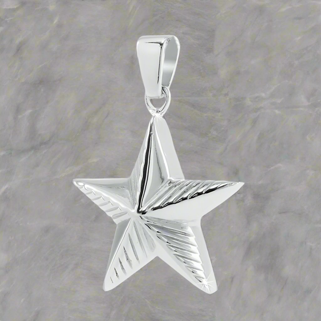 Sterling Silver Military Star Cremation Pendant with Necklace