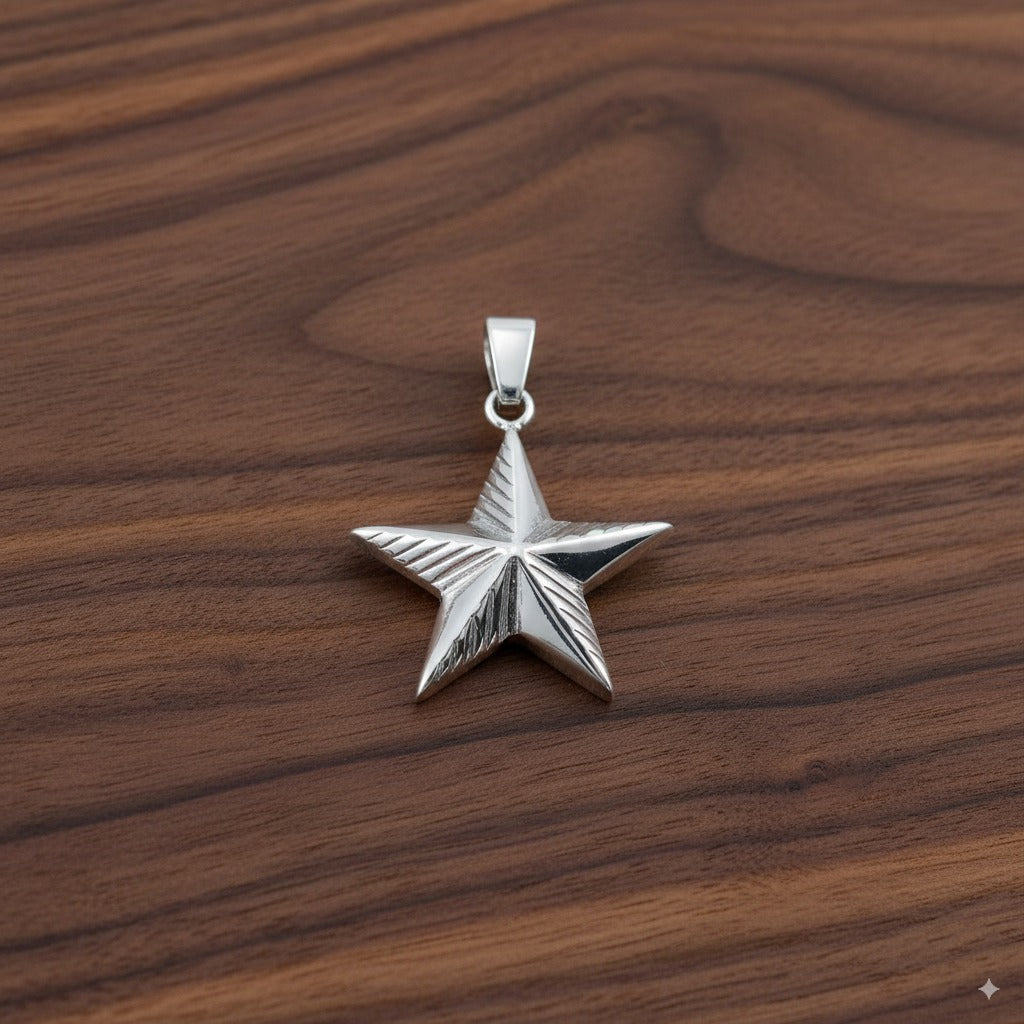 Sterling Silver Military Star Cremation Pendant with Necklace