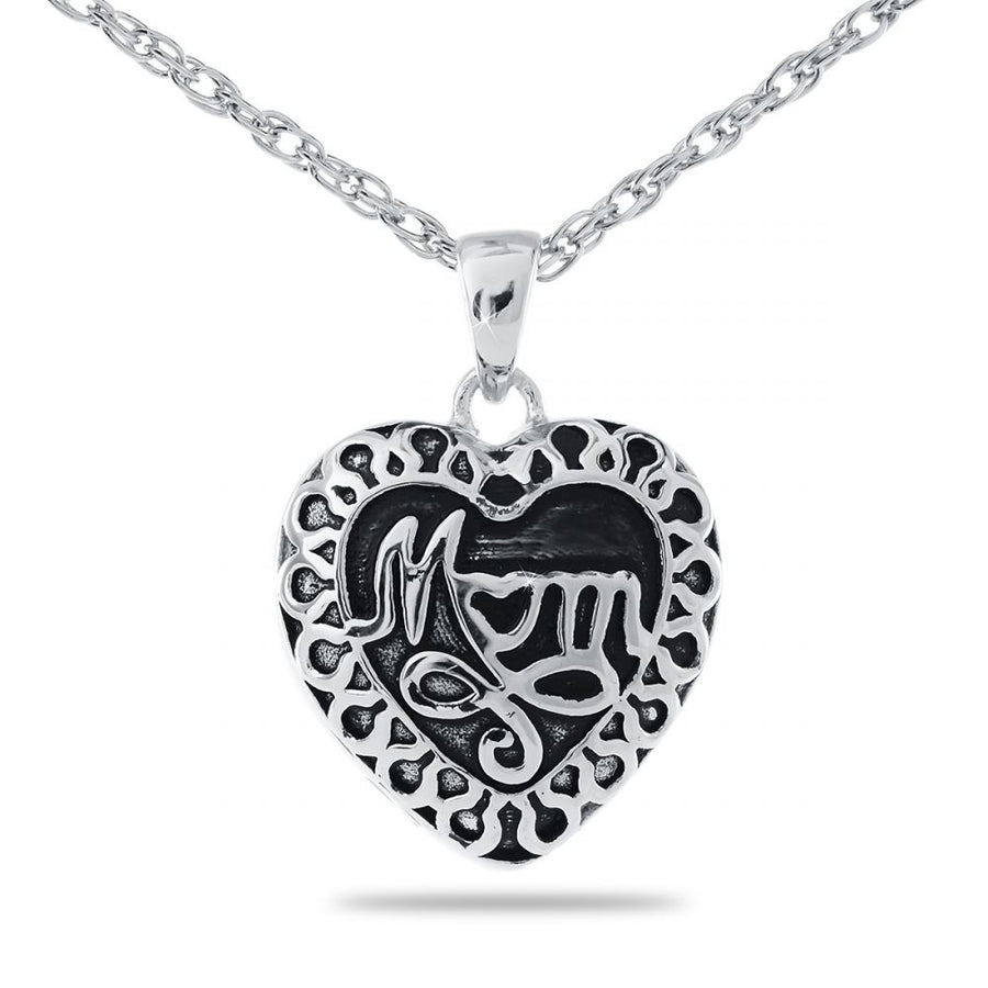 Stainless Steel Cremation Mom Heart Pendant with Necklace