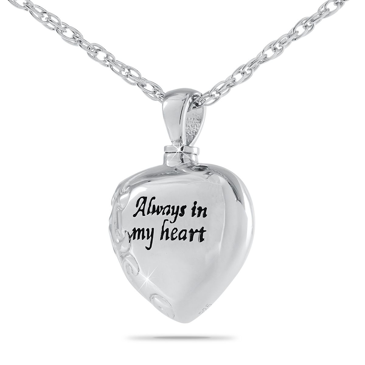 Stainless Steel Cremation Always In My Heart Pendant with Necklace