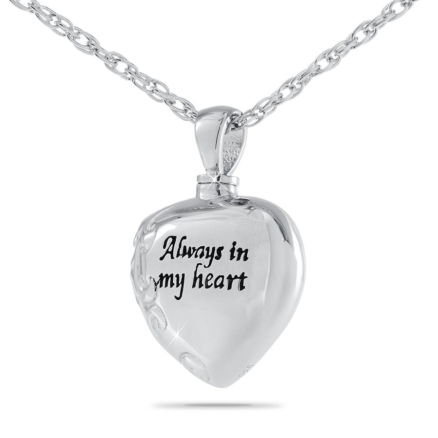 Stainless Steel Cremation Always In My Heart Pendant with Necklace