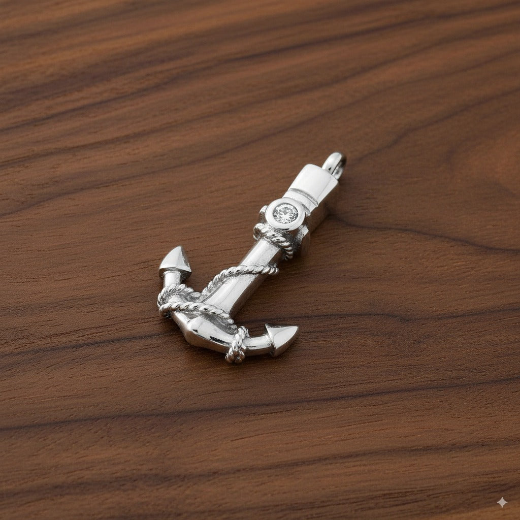 Stainless Steel Anchor Cremation Pendant with Necklace