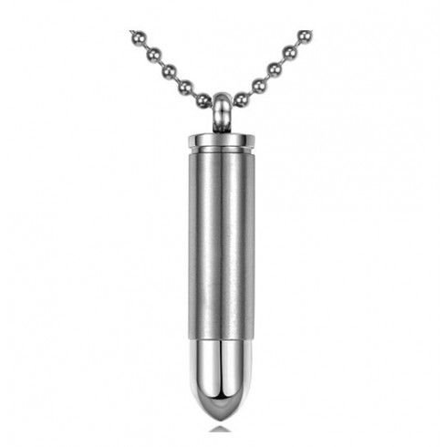 Stainless Steel 357 Bullet Cremation Pendant with Necklace