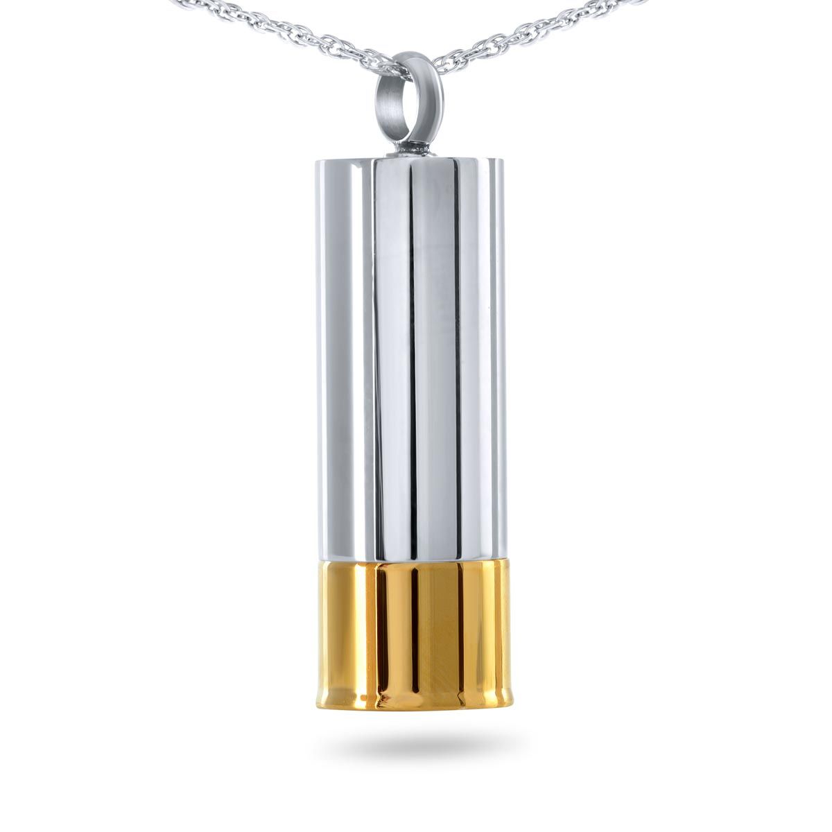 Stainless Steel 12 Guage Shotgun Shell Cremation Pendant with Necklace