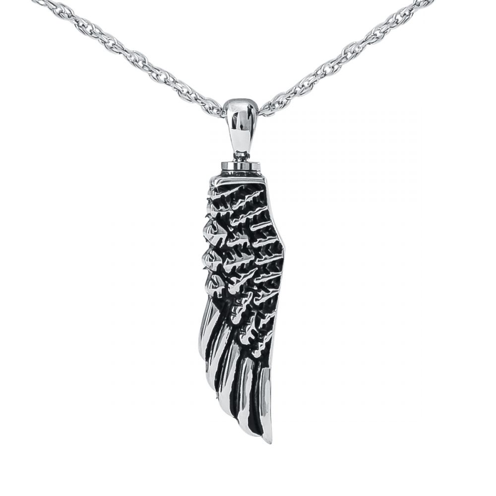 Stainless Steel Angels Wing Cremation Pendant with Necklace