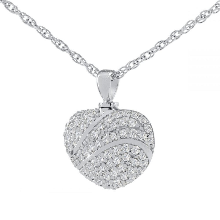 Sterling Silver .925 Cremation White Stone Heart Pendant with Necklace