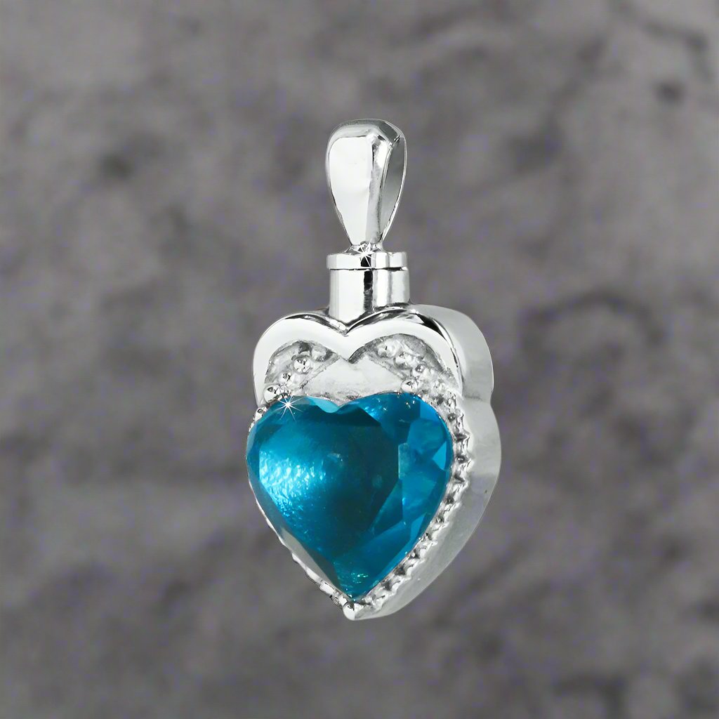 Stainless Steel Ocean Heart Turquoise Cremation Pendant with Necklace