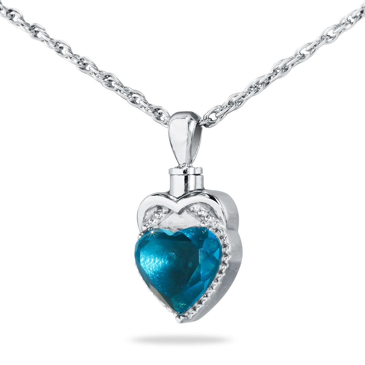 Stainless Steel Ocean Heart Turquoise Cremation Pendant with Necklace