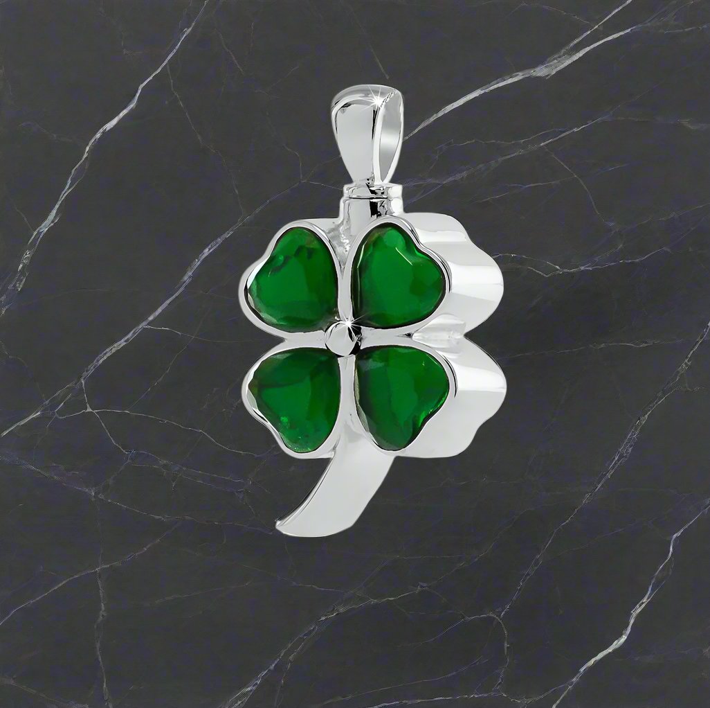 Sterling Silver Clover Cremation Pendant with Necklace