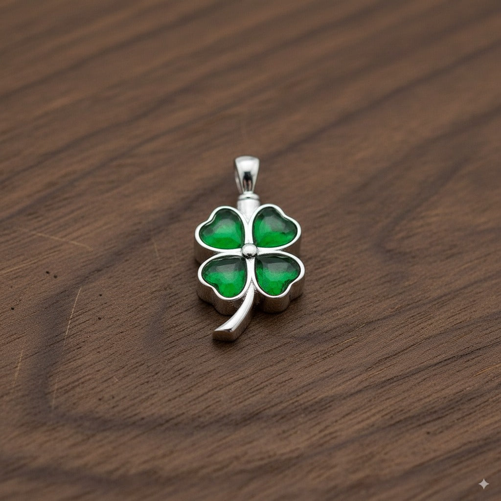 Sterling Silver Clover Cremation Pendant with Necklace