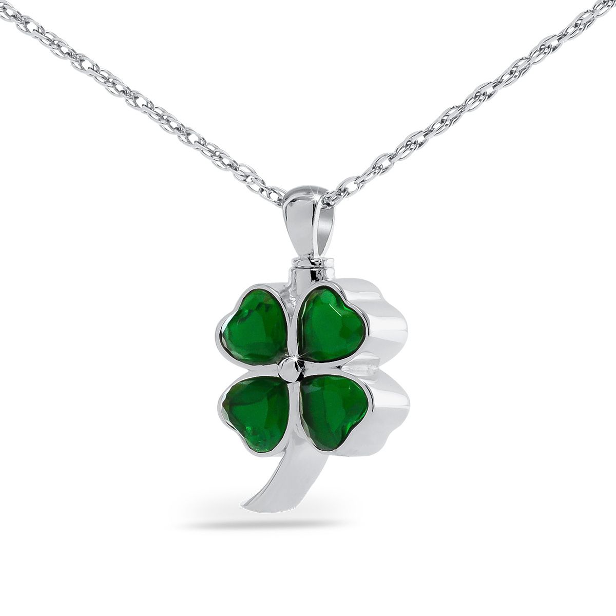 Sterling Silver Clover Cremation Pendant with Necklace