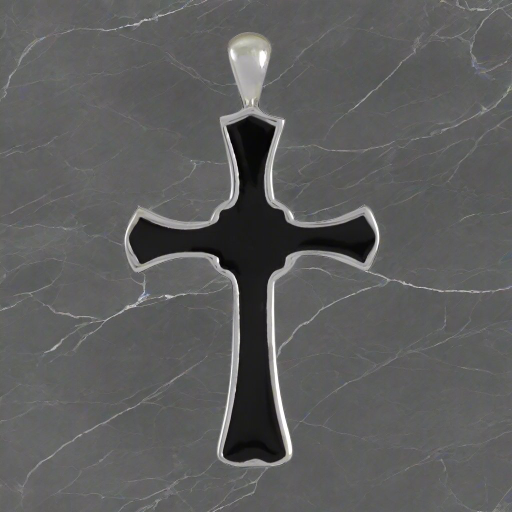 Sterling Silver Black Cross Cremation Pendant with Necklace