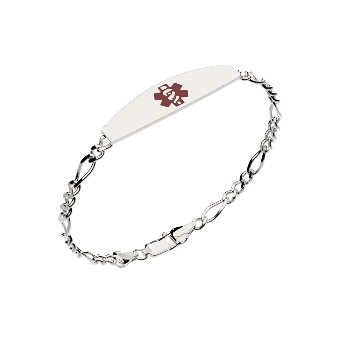 Figaro 925 Sterling Silver Medical ID Engravable Bracelet