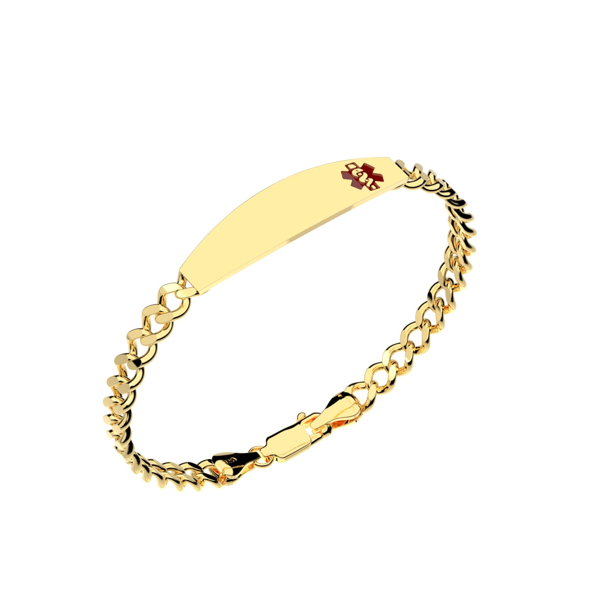 Curb 10k or 14k Yellow Medical ID Engravable Bracelet