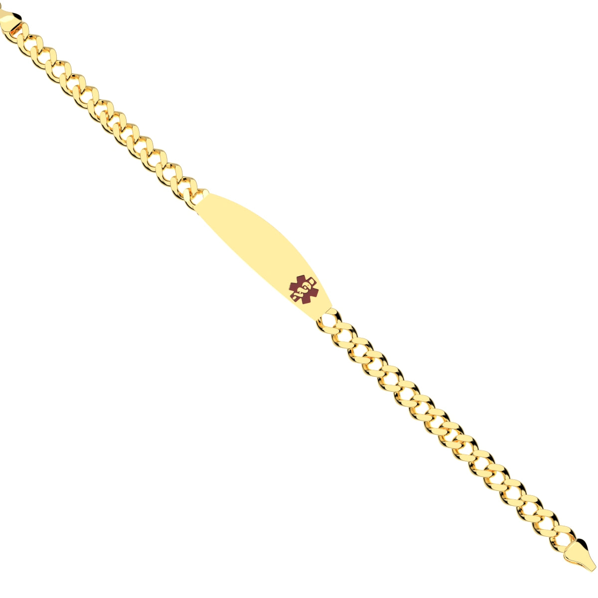 Curb 10k or 14k Yellow Medical ID Engravable Bracelet