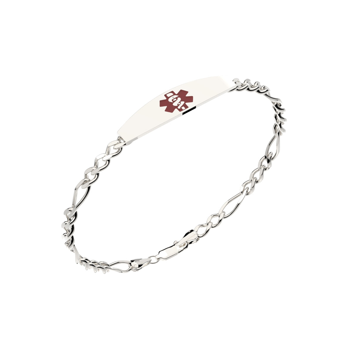 Figaro 925 Sterling Silver Medical ID Engravable Bracelet