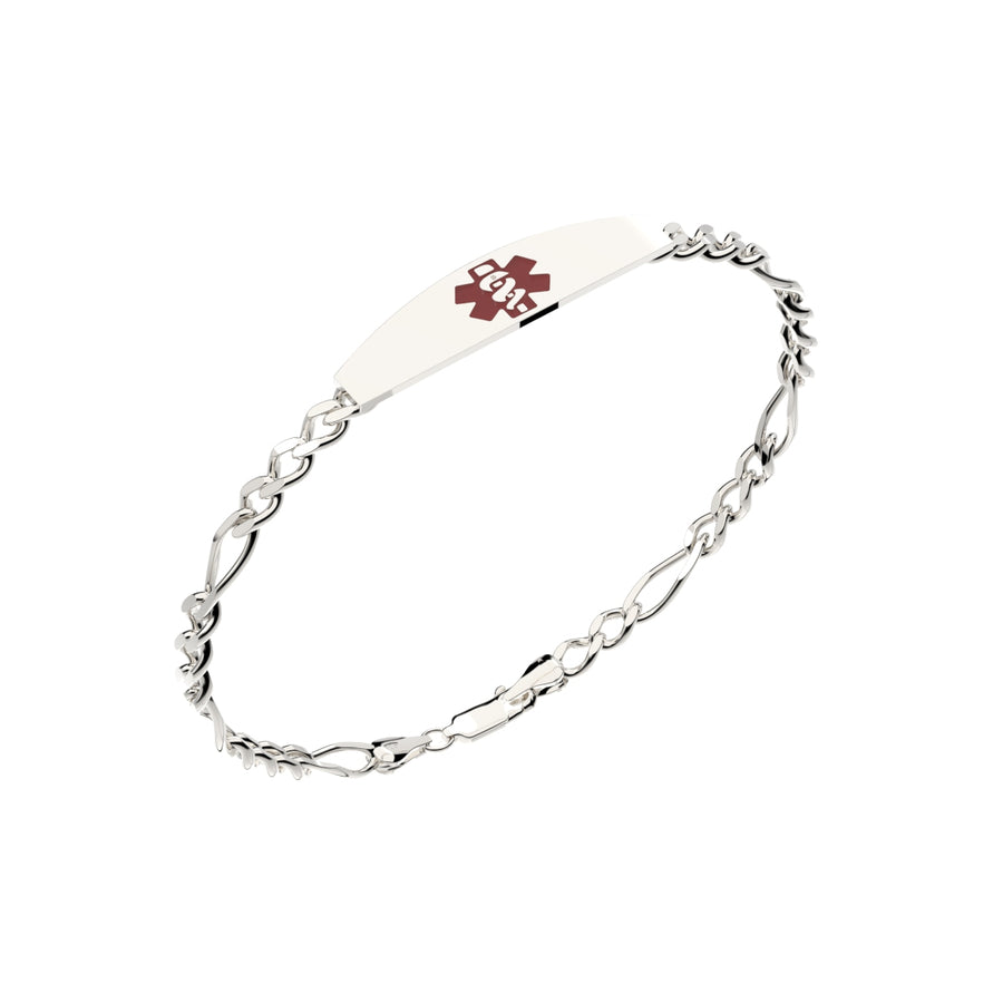 Figaro 925 Sterling Silver Medical ID Engravable Bracelet