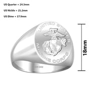 US Marine Corps Ring - USMC Military Signet Ring For Men length