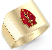 Customizable Men's 0.925 Sterling Silver or Gold Vermeil US Marine Corps USMC Military Solid Back Ring