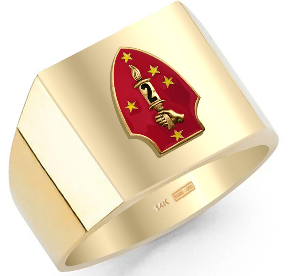 Customizable Men's 10k or 14k Yellow or White Gold US Marine Corps USMC Military Solid Back Ring