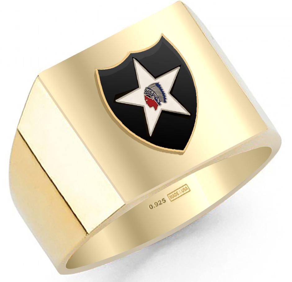 Customizable Men's 0.925 Sterling Silver or Gold Vermeil US Army Military Solid Back Ring