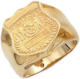 Men's 14k Yellow Gold Police Officer Ring with name