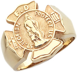 Men's 14k Yellow Gold St Florian Firefighter Ring