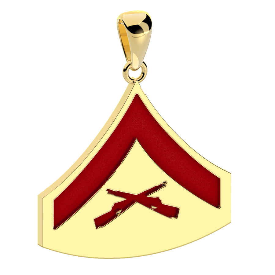 Ladies 10k or 14k Yellow or White Gold Lance Corporal US Marine Corps Pendant