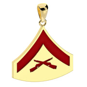 Men's Lance Corporal USMC Yellow or White Gold Pendant