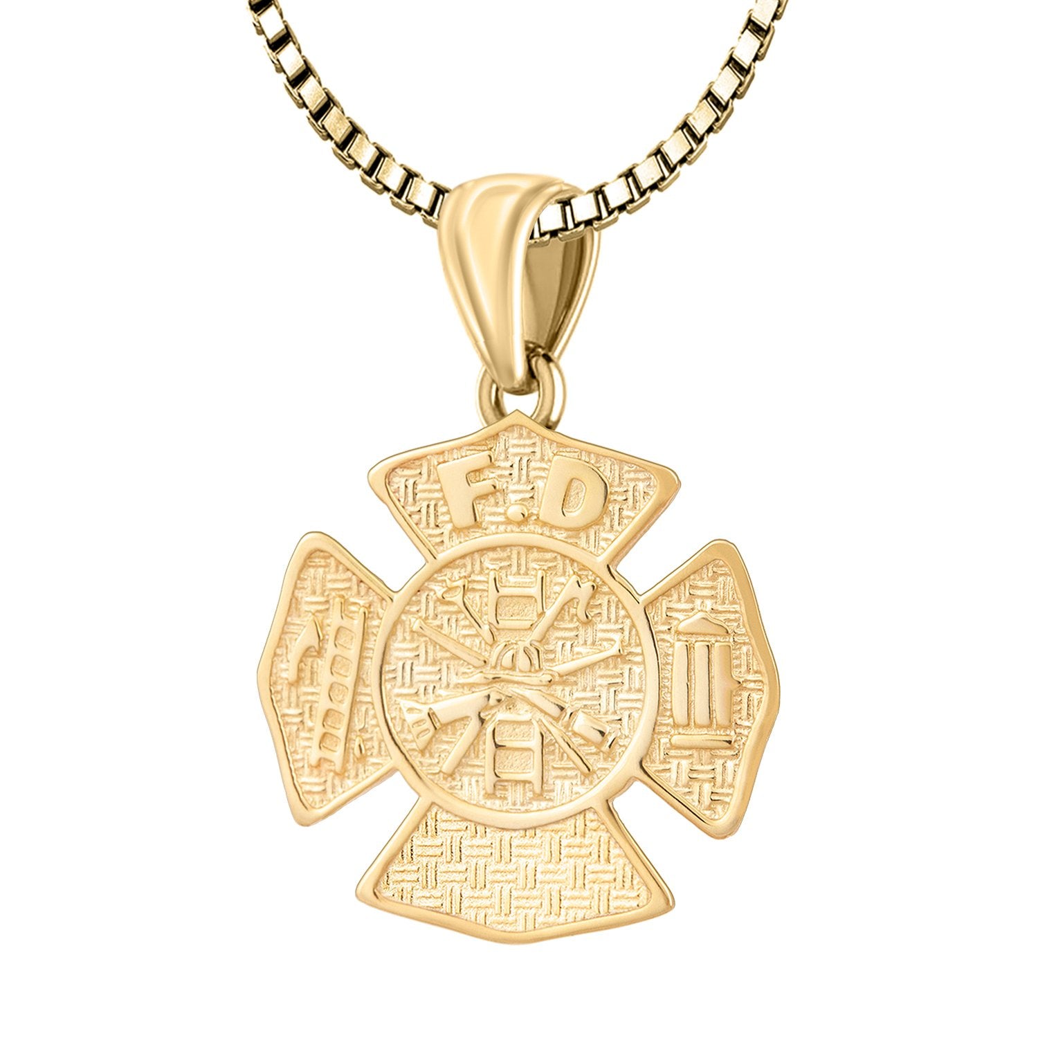 Firefighter Necklace of 26mm in 14k Gold - 2.2mm Box Chain