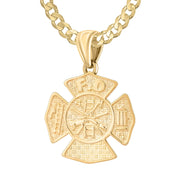 Firefighter Necklace of 26mm in 14k Gold - 3.6mm Curb Chain