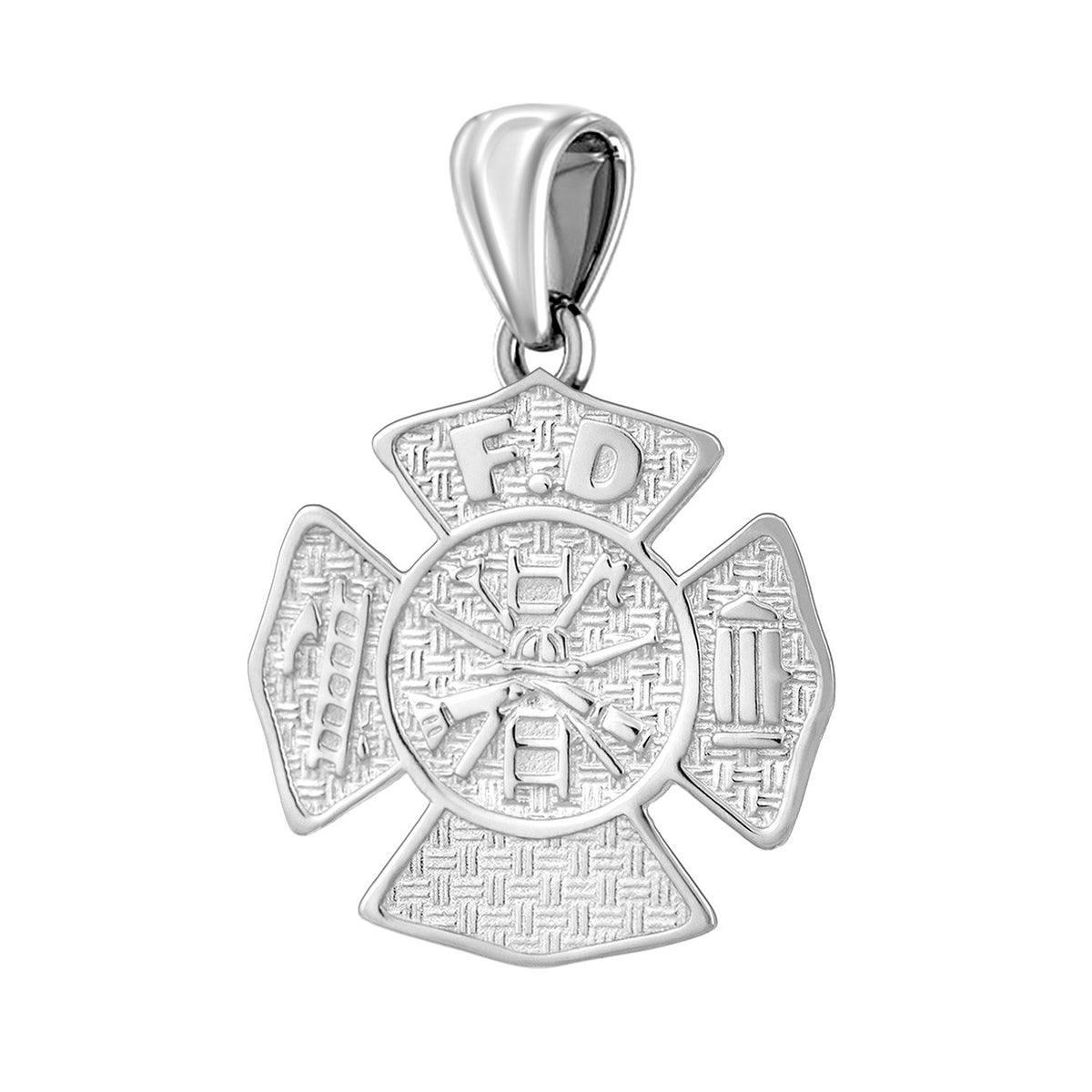 Ladies 925 Sterling Silver Customizable Firefighter Pendant Necklace, 26mm
