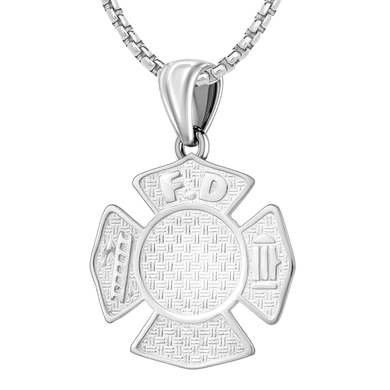 Firefighter Necklace In 925 Silver for Men - 1mm Box Chain