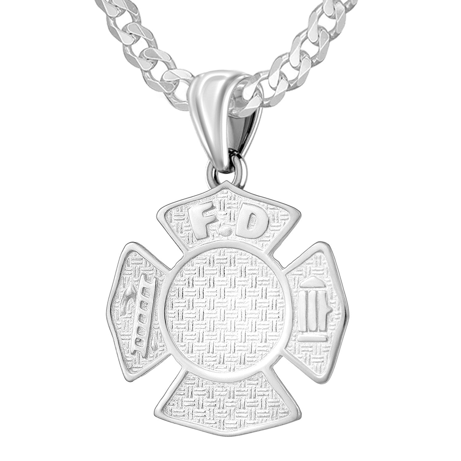 Firefighter Necklace In 925 Silver - 2.8mm Curb Chain