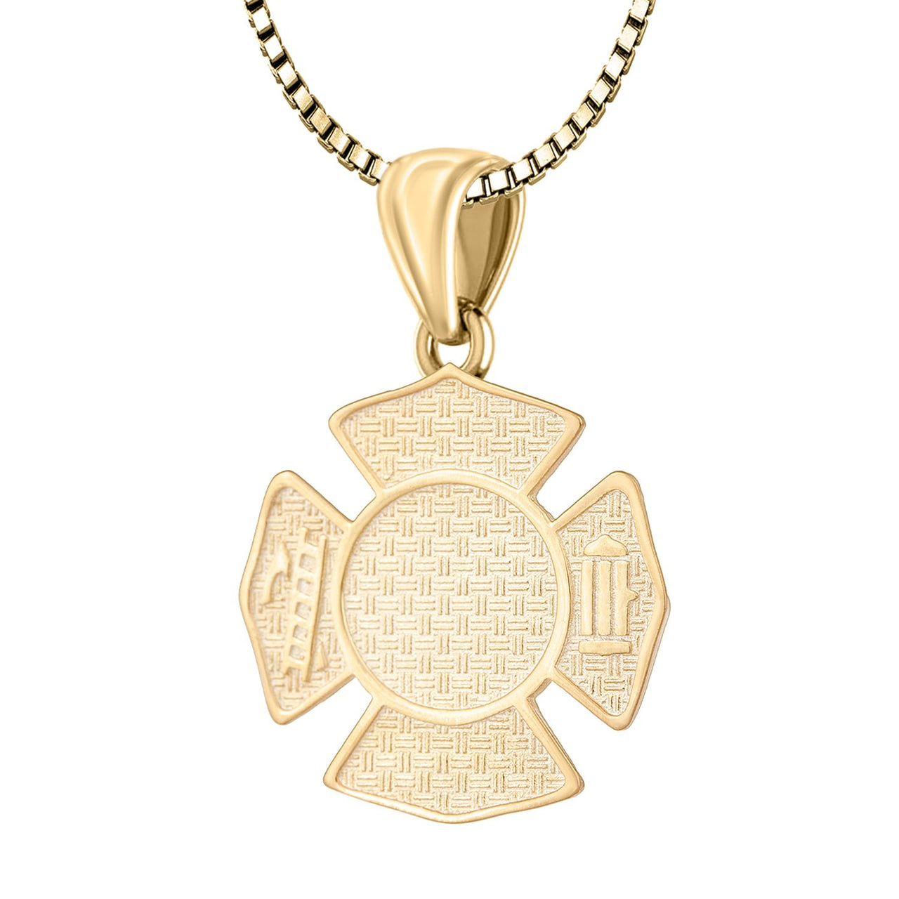 Firefighter Pendant In 14K Gold - 1.5mm Box Chain