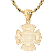 Firefighter Pendant In 14K Gold - 2.5mm Rope Chain