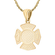 Firefighter Pendant In 14K Gold - 2mm Rope Chain