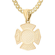 Firefighter Pendant In 14K Gold - 3.6mm Curb Chain
