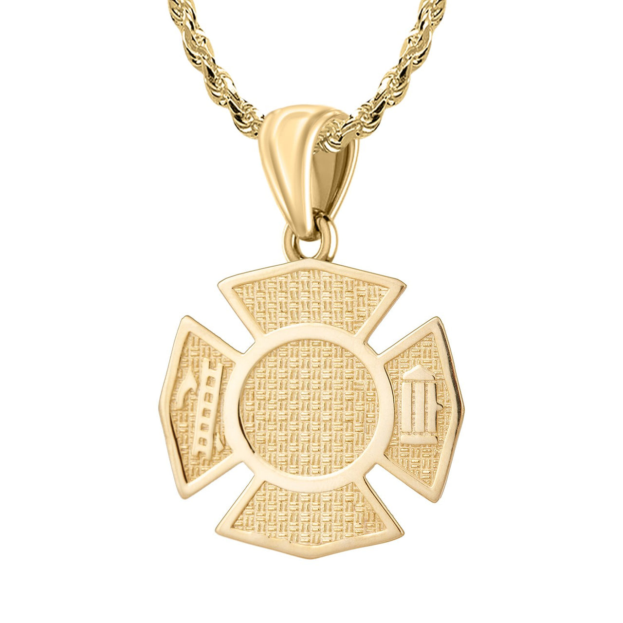 Firefighter Pendant In Gold For Men - 2.5mm Rope Chain