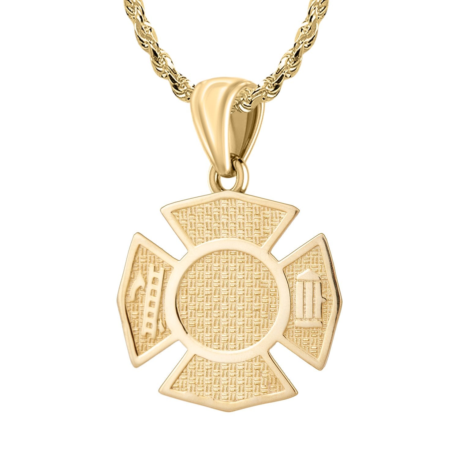 Firefighter Pendant In Gold For Men - 2.5mm Rope Chain