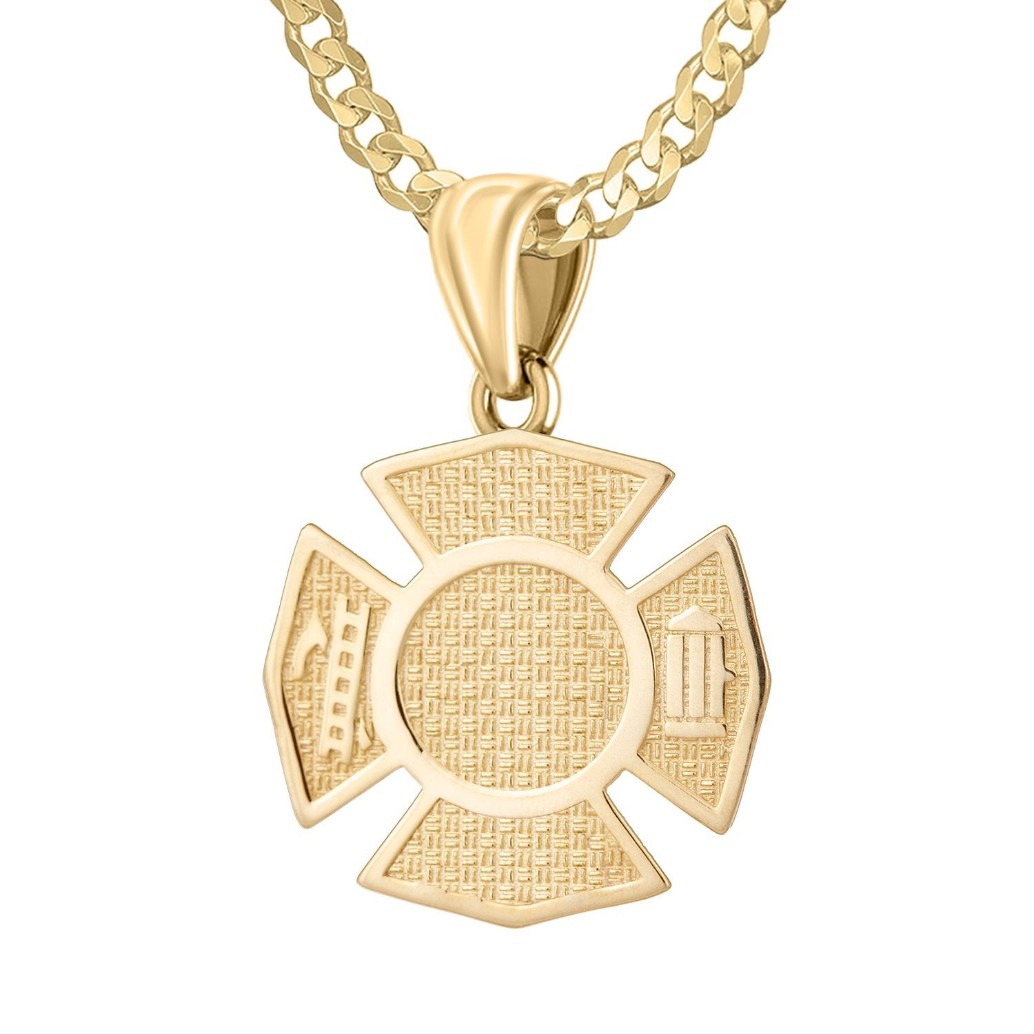 Firefighter Pendant In Gold For Men - 2.6mm Curb Chain
