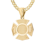 Firefighter Pendant In Gold For Men - 3.6mm Curb Chain