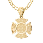 Firefighter Pendant In Gold For Men - 3.8mm Figaro Chain