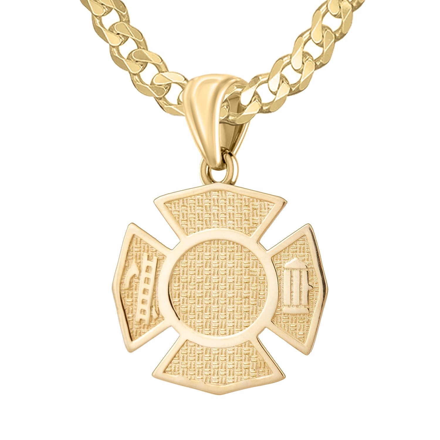 Firefighter Pendant In Gold For Men - 4.6mm Curb Chain