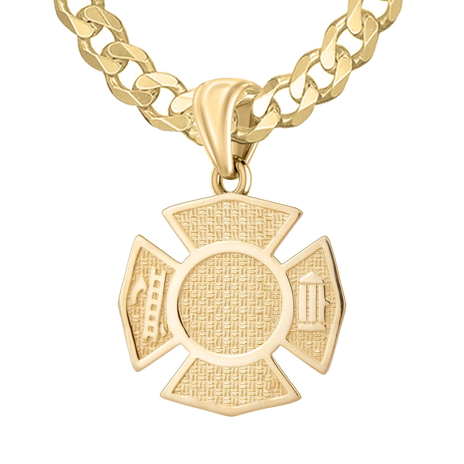 Firefighter Pendant In Gold For Men - 5.7mm Curb Chain