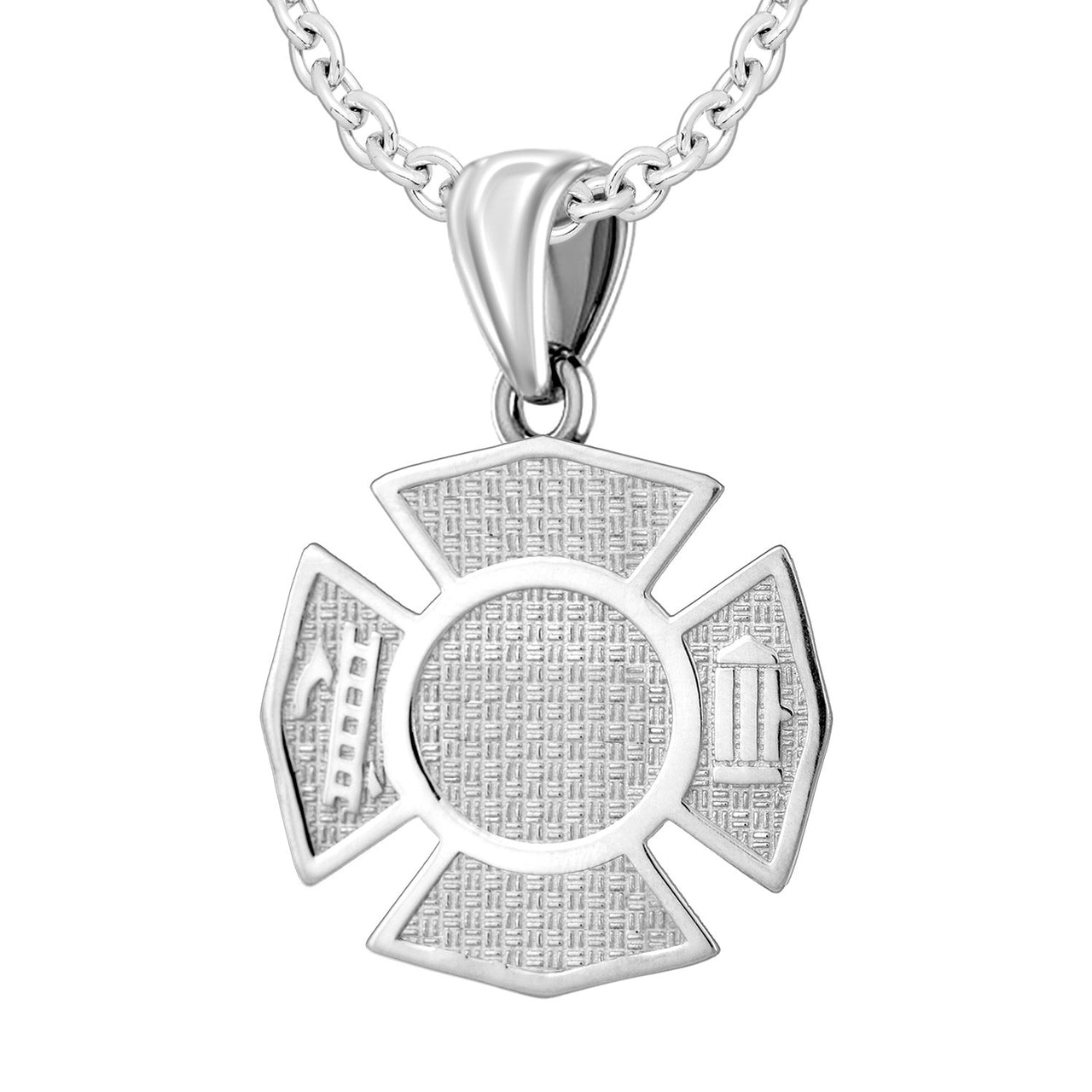 Men's 925 Sterling Silver Customizable Firefighter Pendant Necklace, 32mm