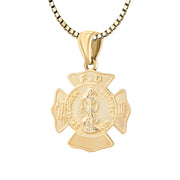 Firefighter Pendant In Gold With Chain - 1.5mm Box Chain